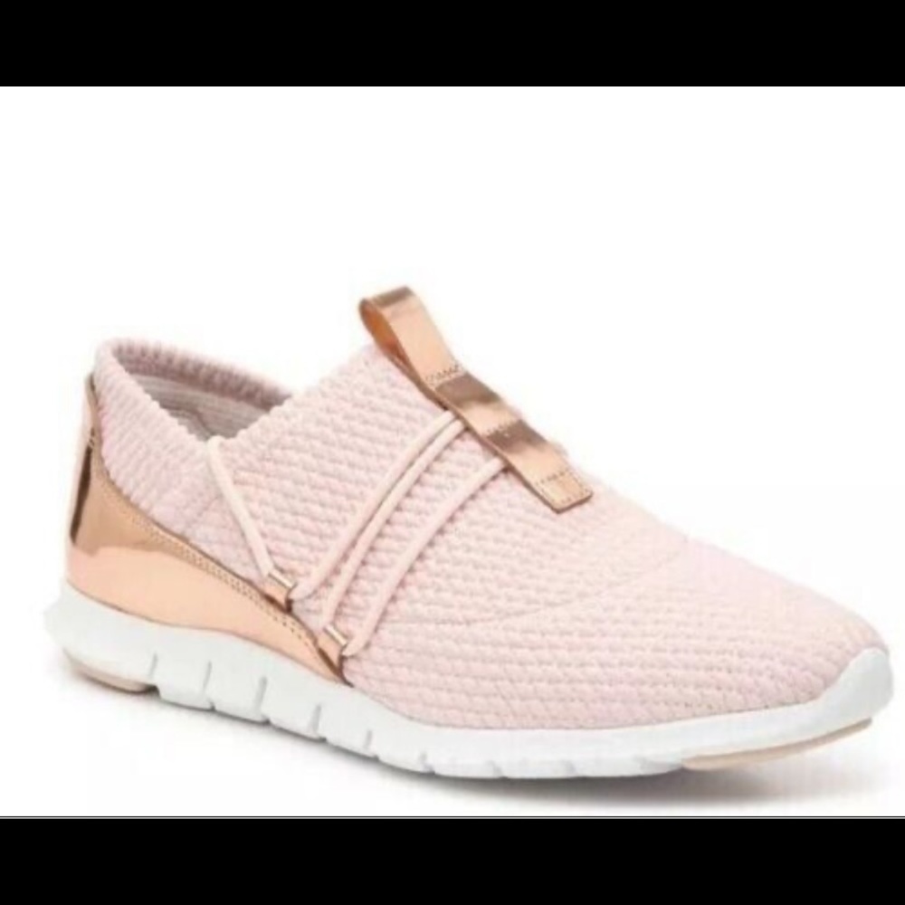 Cole Haan Zerogrand Quilted Sneakers Sz 8 Cute Pink & Rose Gold